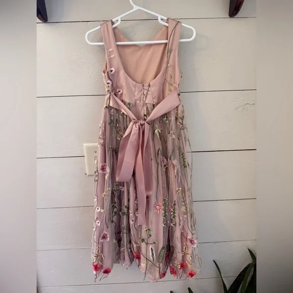 Floral Embroidered Pink Flower Girl Dress 4T - Picture 5 of 14
